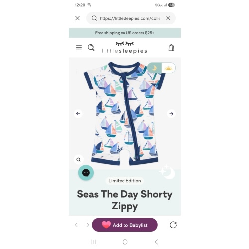 Seas The Day Shorty Zippy – Little Sleepies