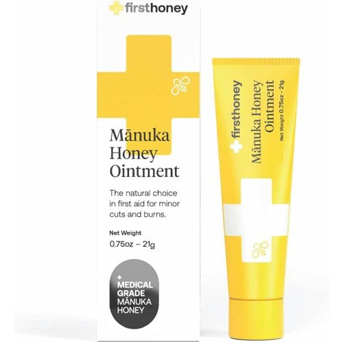 FIRST HONEY Wound Healing Ointment [ .75oz - 21g ] | 100% Active Leptospermum | Fast Relief & Skin Repair | Manuka Honey from New Zealand | Antibiotic Free Burn Care, Scar Gel, Dressing Aid - 0.75 Ounce
