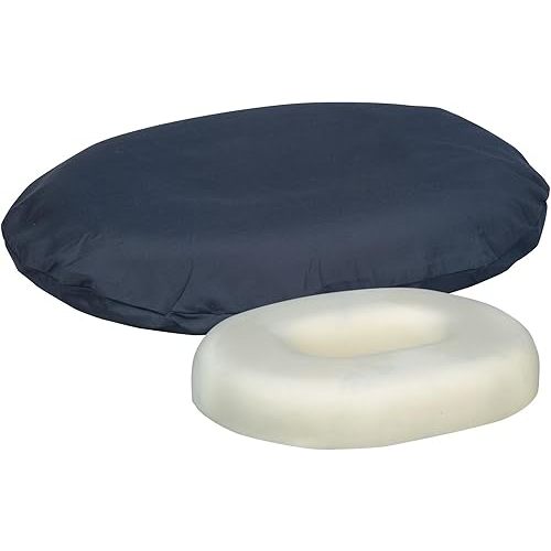 TheraCare Sit-N-Cushion Contoured Ring Cushion | 16” Across, 3” High, 12” Deep | Puncture Resistant Polyurethane Foam | Pressure Point Comfort | Removable Cover