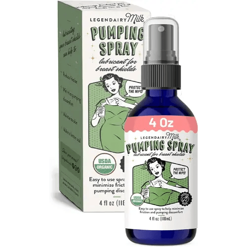 Legendairy Milk Pumping Spray 4 oz., Helps Sore Nipples & Clogged Ducts, Organic Lubricant for Breast Shields and Flanges, Vegan Breast Pump Spray, Natural & Lanolin-Free, Made in USA