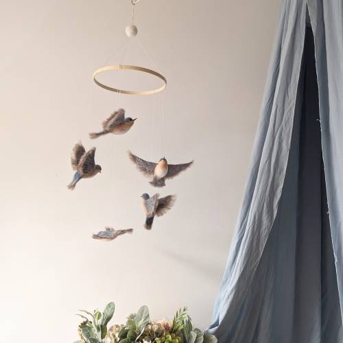 Bluebirds nursery, Neutral baby mobile, Bluebirds mobile, Baby nursery mobile, Crib mobile birds, Garden baby mobile, Birds baby shower