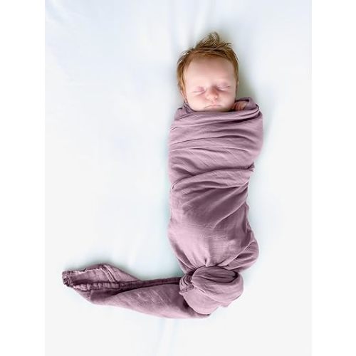 Premium Swaddle Blanket by BWD - 70% Bamboo Viscose & 30% Organic Cotton, 47x47 Inches - Neutral Baby Swaddle Set for Newborns and Infants (Mauve)