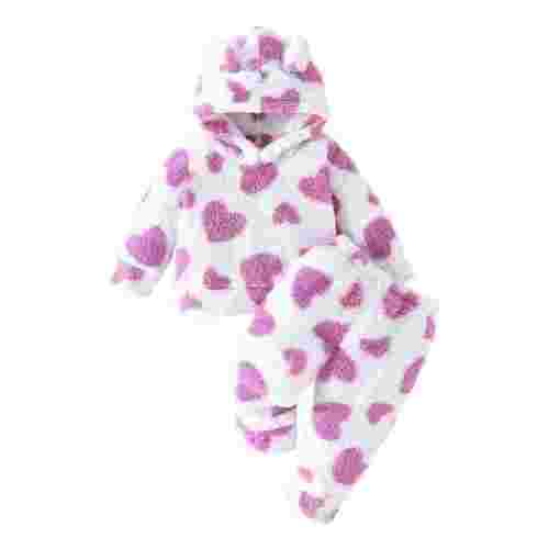 Jamicy Loungewear Sets for Kids Baby Girl Winter Warm Clothes Fleece Long Sleeve Hoodie Sweatshirt Tops and Pants Set 2pcs Fall Outfits