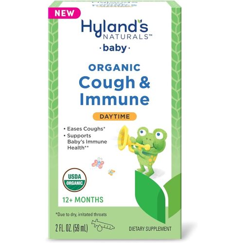 Hyland's Naturals Baby Organic Cough & Immune with Agave, Elderberry & Pomegranate - Soothes Cough and Cold, & Supports Immunity - Daytime - 2 Fl. Oz. - 2 Fl Oz (Pack of 1)