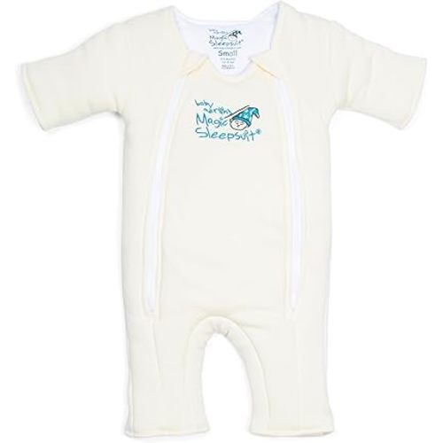 Magic Sleepsuit Baby Merlin's Microfleece Baby Swaddle Transition Product - Soft and Cozy Design, Double Zipper for Easy Diaper Changes, Promotes Safe Sleep, 3-6 Months - Cream - Small 12-18lbs