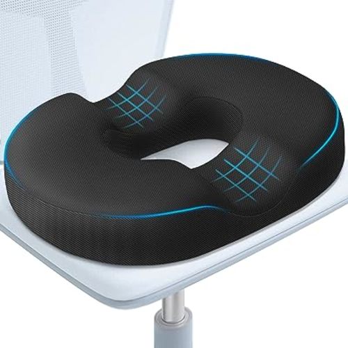 BlissTrends Donut Pillow Seat Cushion,Donut Chair Cushions for Postpartum Pregnancy & Hemorrhoids,Tailbone Pain Relief Cushion,Memory Foam Seat Cushions for Office&Home Chairs (Black)