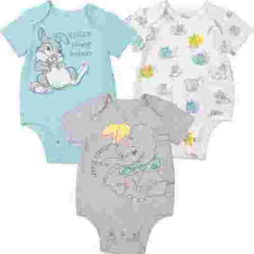 Disney Bambi Dumbo Thumper Infant Baby Boys 3 Pack Bodysuits Newborn to Infant