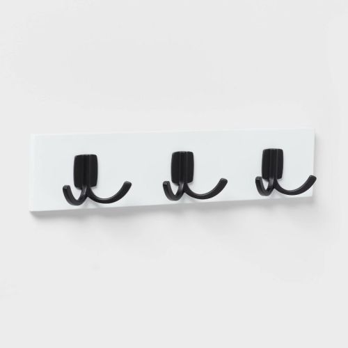 Modern Octopus 3 Hooks Rail Black/White - Brightroom™: Wall Mounted Decorative Hook Rack, Cast Aluminum