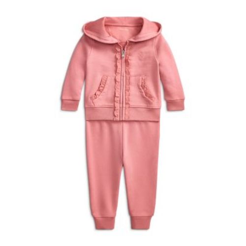 Polo Girls' Eyelet-Trim Terry Hoodie & Jogger Pant - Baby