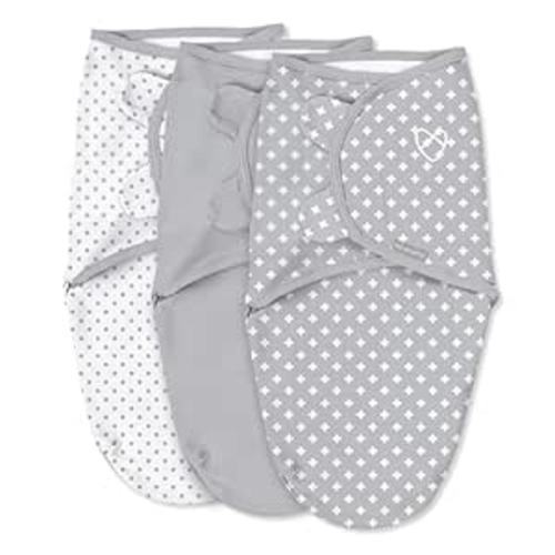 SwaddleMe by Ingenuity Original Swaddle, 100% Cotton, Improves Sleep & Calms Startle Reflex, 0-3 Months, 3-Pack - Criss Cross Polka Dot
