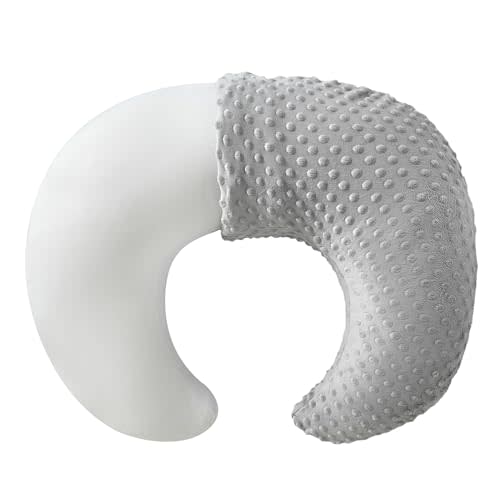 Nursing Pillow and Positioner with Cover for Breastfeeding and Bottle Feeding, Propping Baby, Tummy Time, Baby Sitting Support, Awake-Time Support (Grey)