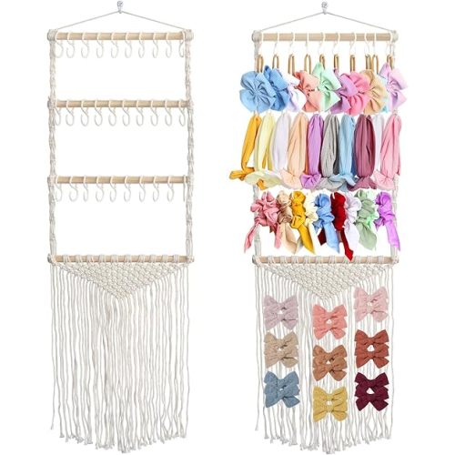 Headband Holder Hair Bows Organizer for Girls, Baby Headbands Hair Accessories Organizer Storage Wall Hanging Decor for Toddler Girls Room