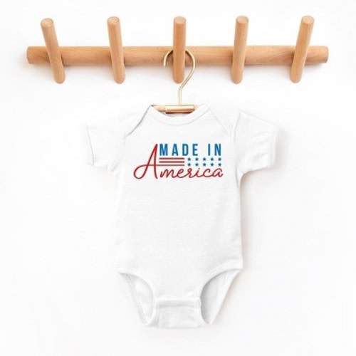 The Juniper Shop Made In America Stars And Stripes Baby Bodysuit - Newborn - White