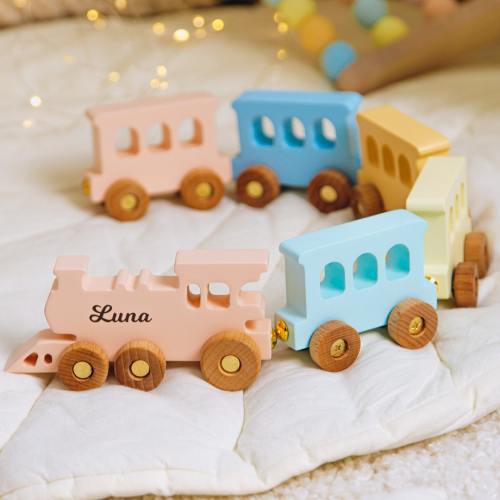 Wooden Locomotive Train Toy with Magnets and Railway Sensory Toys For Toddlers  1 Year Old Girl Baby Boy Personalized Gift Christmas Toy