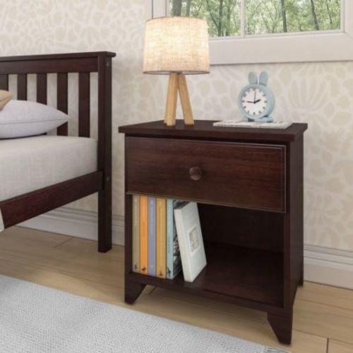 Max & Lily Classic Wood Nightstand With 1 Drawer, Kids Bedside Table/end Table, Small Nightstand For Bedroom, Espresso