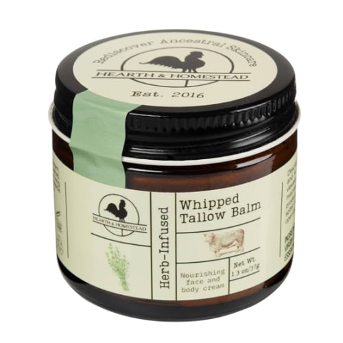 Handmade Whipped Tallow Balm (Unscented/Herb-Infused) - Organic Body Butter with Infused Olive Oil, for Eczema, Rosacea, Baby - 1.3 oz