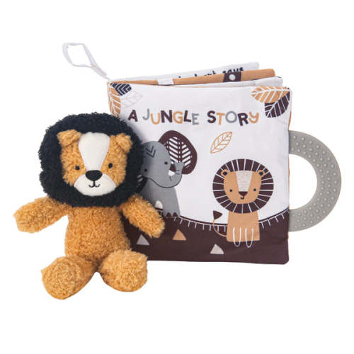 Jungle Story Developmental Soft Book & Lion Plush Toy Gift Set – Lambs & Ivy