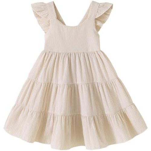 YOUNGER TREE Toddler Baby Girls Dress Summer Ruffle Sleeve Halter Casual Kids Beach Sundress