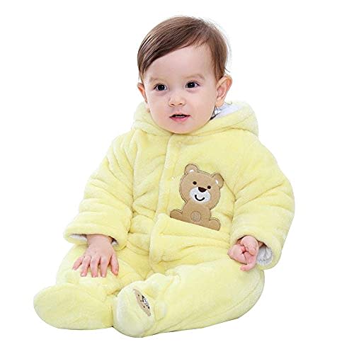 XIFAMNIY Baby Newborn Jumpsuit Footie Hooded Thicken Winter Bunting Outwear Snowsuit Pajamas for Girls Boys…