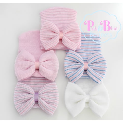 Girls newborn hospital hat, girls hospital hat, newborn hospital hat, newborn hospital hat with bow, baby hat