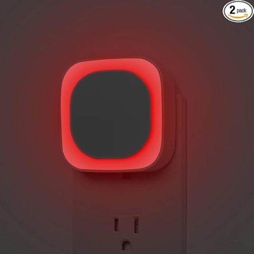 2 Pack Plug in Red Sleep Night Light, Auto Dusk to Dawn, Soft Glow, Dimmable Diffused Light, Led Lights for Bedroom, Sleep, Baby Nursery, Kids, Toddler, Bathroom, Hallway, Home Decor