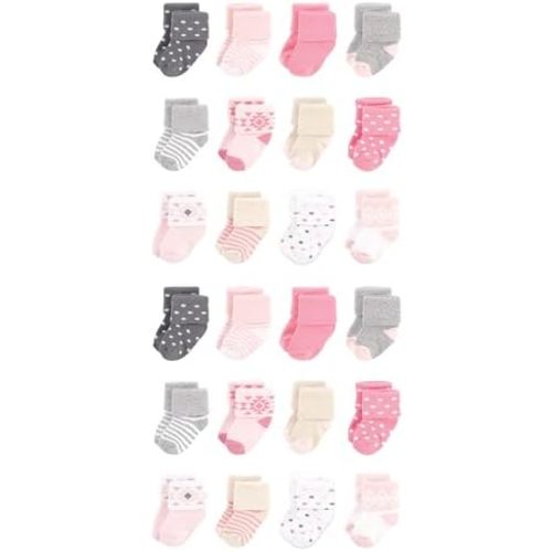 Hudson Baby Unisex Cotton Rich Baby Terry Socks 24-Pack
