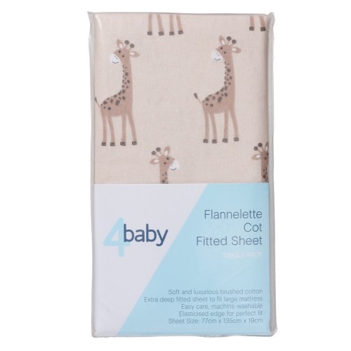 4Baby Fitted Sheet Cot Flannel Gerald Giraffe