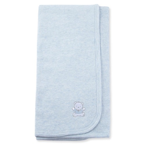 Little Me Blue Bear Cotton Receiving Blanket