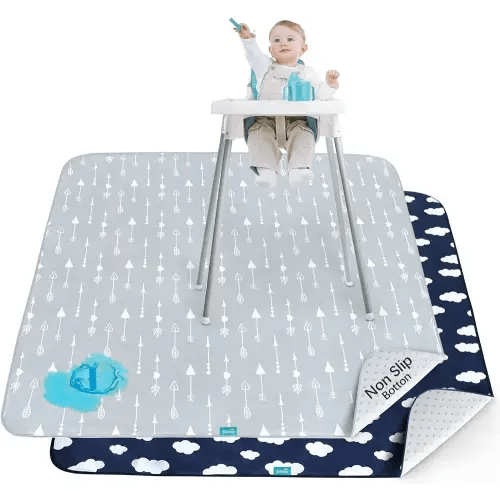Splat Mat 2 Pack for Under High Chair & Arts & Crafts & Eating Mess, Waterproof Baby Playtime Anti-Slip Mat for Floor or Table, Reusable & Portable Splash Mat 42” ×46”