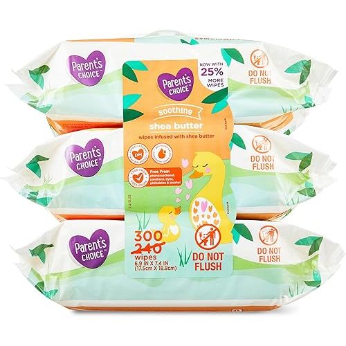Shea Butter Baby Wipes, 300 Count - Free From Phenoxyethanol, Parabens, Phthalates, And Alcohol - Enriched With Soothing Shea Butter - Ultra Soft - Gentle On Skin - Hypoallergenic And pH Balanced