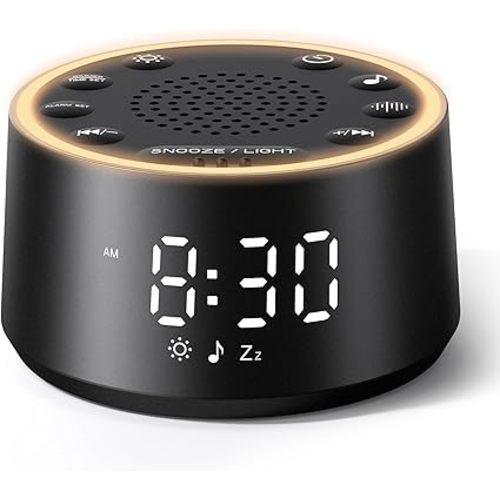 Dreamegg Sound Machine for Sleep - D1 Nova White Noise Sound Machine for Baby Adult with Alarm Clock, Soothing Sounds, Dimmable, White Noise Alarm Clocks for Bedrooms Heavy Sleepers Travel, Black
