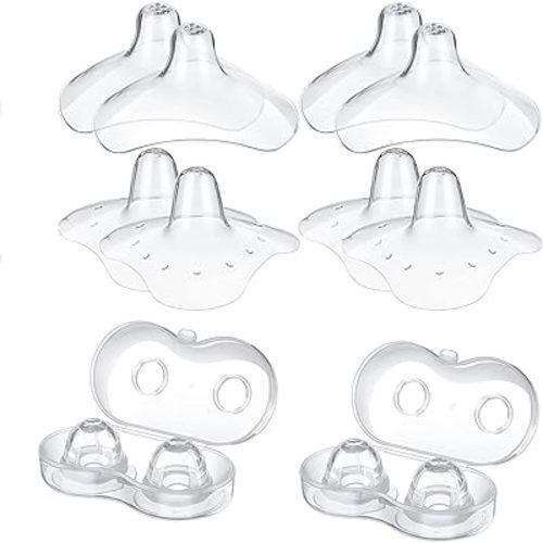 12 Pieces Nipple Cover for Nursing Newborn, Silicone Inverted Nipple Corrector,with Clear Carrying Case Silicone Nipple Extender for Breastfeeding, Flat or Inverted Nipples