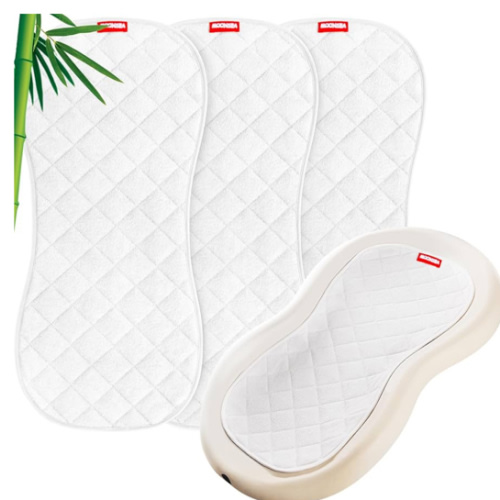 Moonsea Quilted Thicker Changing Pad Liner 3 Pack Waterproof, Fit for Changing Table Liners are Warm On a Baby's Back Non-Slip Design Reusable Pads Machine Washable, White