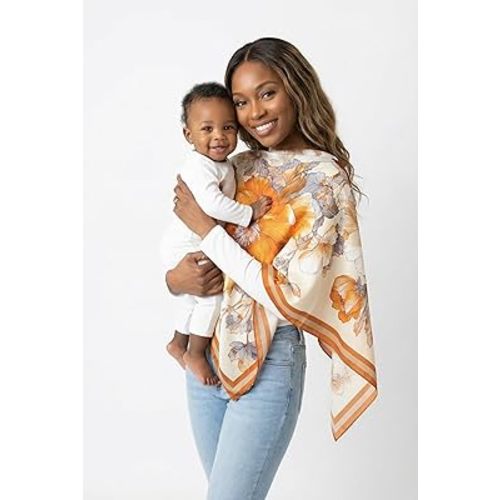 3-in-1 Silk Nursing Cover – 100% Silk Twill Breastfeeding Cover, Baby-Friendly, Converts to Poncho & Scarf – Lightweight, Breathable, Stylish Mom Essential