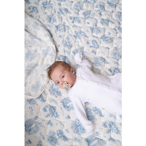 Spring Toile Blue Quilted Playmat - Organic Cotton Baby Playmat – The Gilded Bird US