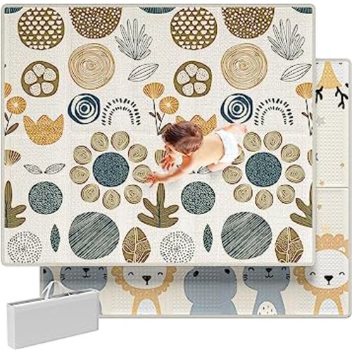 mloong Baby Play Mat for Floor,59x71x0.4inch Playmat for Baby with Carry Bag, Foldable Play Mat,Kids Foam Play Mat,Waterproof Carlwing Mat for Baby,Large Infant Playmat,Indoor&Outdoor Playing Mat