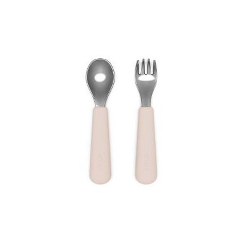 Lalo 2pc Stainless Steel Utensils - Grapefruit