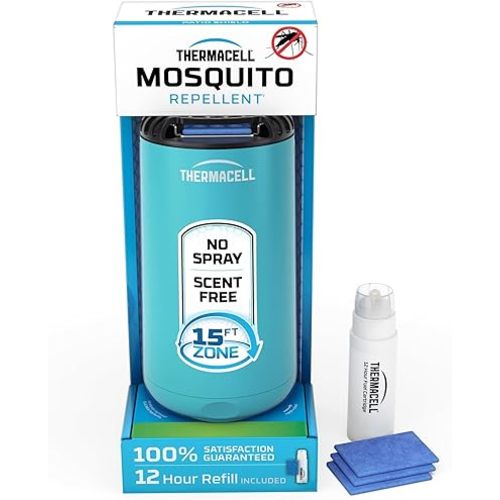 Thermacell Mosquito Repeller Patio Shield; Includes 12-Hour Refill; 15 Foot Zone of Protection; Highly Effective Mosquito Repellent for Patio; Bug Spray Alternative; Scent Free