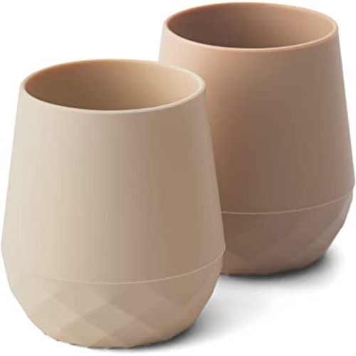 SAMiGO Silicone Baby Cups for 6-12 Months Infants - Tiny Open Cups - Training Cups for Baby Led Weaning - Set of 2 Drinking Cups