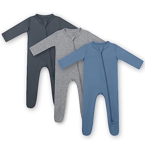 HAPIU Rayon from Bamboo Baby Footed Pajamas, 2 Way Zipper YKK, Footie for Baby Boy Girls, Newborn-24 Months