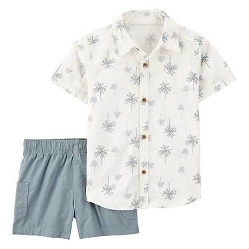 Baby Boy Carter's 2-Piece Palm Tree Print Short Sleeve Button-Down Shirt & Shorts Set