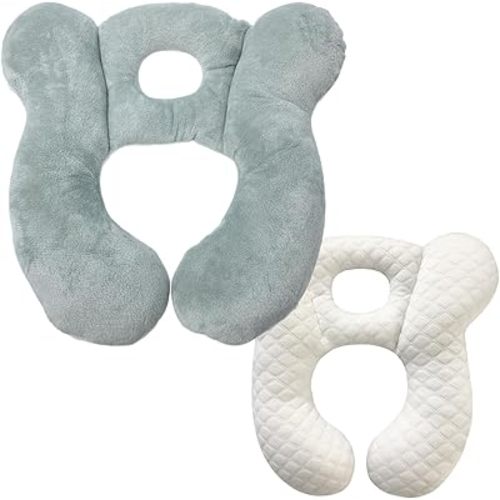 Baby Travel Pillow, Infant Kid's Cushion Soft and Skin Friendly for Car Seat, Pushchair and Stroller (Plush Grey)
