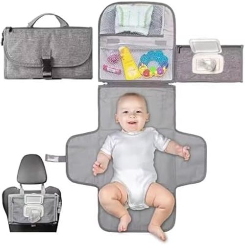 3 Pack Portable Changing Pad for Baby, Travel Changing Station, with Stroller Hook and Bag Dispenser