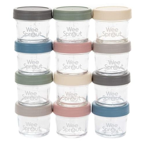 WeeSprout Glass Baby Food Storage Jars, 12 Pieces, 4 oz