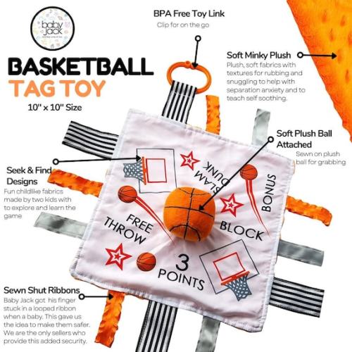 Baby Jack & Co 10x10 Basketball Sports Lovey Sensory Plush Blanket Tag Toy Baby Stroller Toy Perfect Baby Ball Toy Baby Sports Gift - Etsy