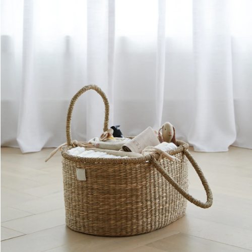 Baby Diaper Caddy Organizer "ROSA" Handmade & Natural by BEBE BASK® – BEBE BASK