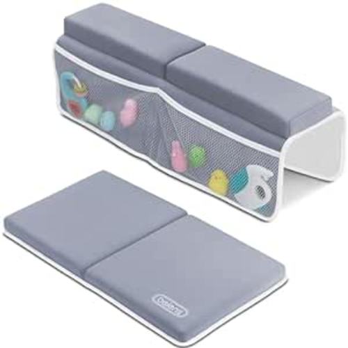 Beiens Bath Kneeler and Elbow Rest Pad, 1.5'' Thick Quickly Dry Kneeling Pad and Elbow Support for Knee & Arm Support Large Bathtub Kneeling Mat with Toy Organizer for Happy Baby Bathing Time (Grey) : Baby