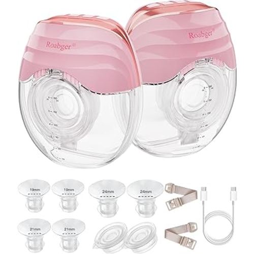 Breast Pump, Hands Free Wearable Pump for Breastfeeding, Portable Electric Breast Pump, Wireless Breast Pump with 3 Modes & 8 Levels, LED Display, 19mm/21mm/24mm/27mm, 2 Pack