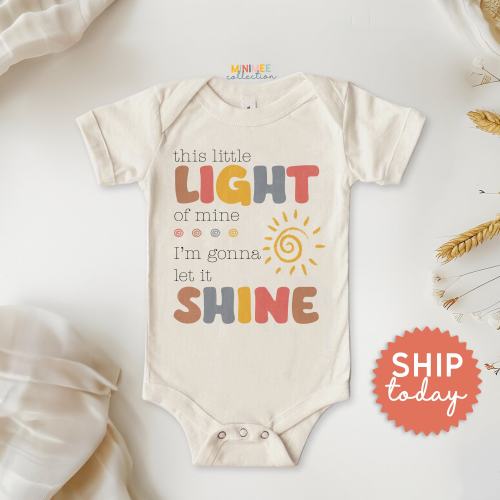 This Little Light Of Mine, I'm Gonna Let It Shine Onesies® Brand, Christian Baby Bodysuit, Gender Neutral Baby Clothes, (BC-TRE47)