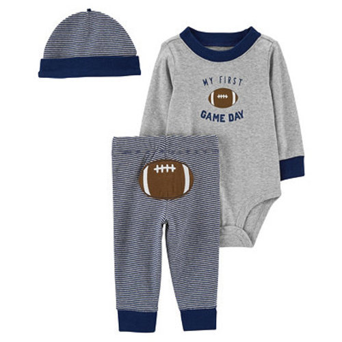 Baby Boys Football Bodysuit, Pants and Hat, 3 Piece Set